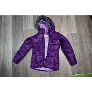 Columbia Women’s Purple Puffer Jacket Hooded Thermal Coil Insulated Size M